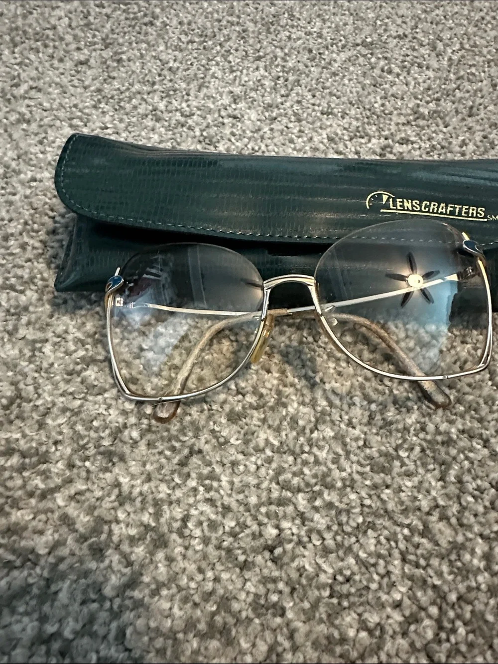 Gold Rimmed Women's Eyeglasses with Green Case